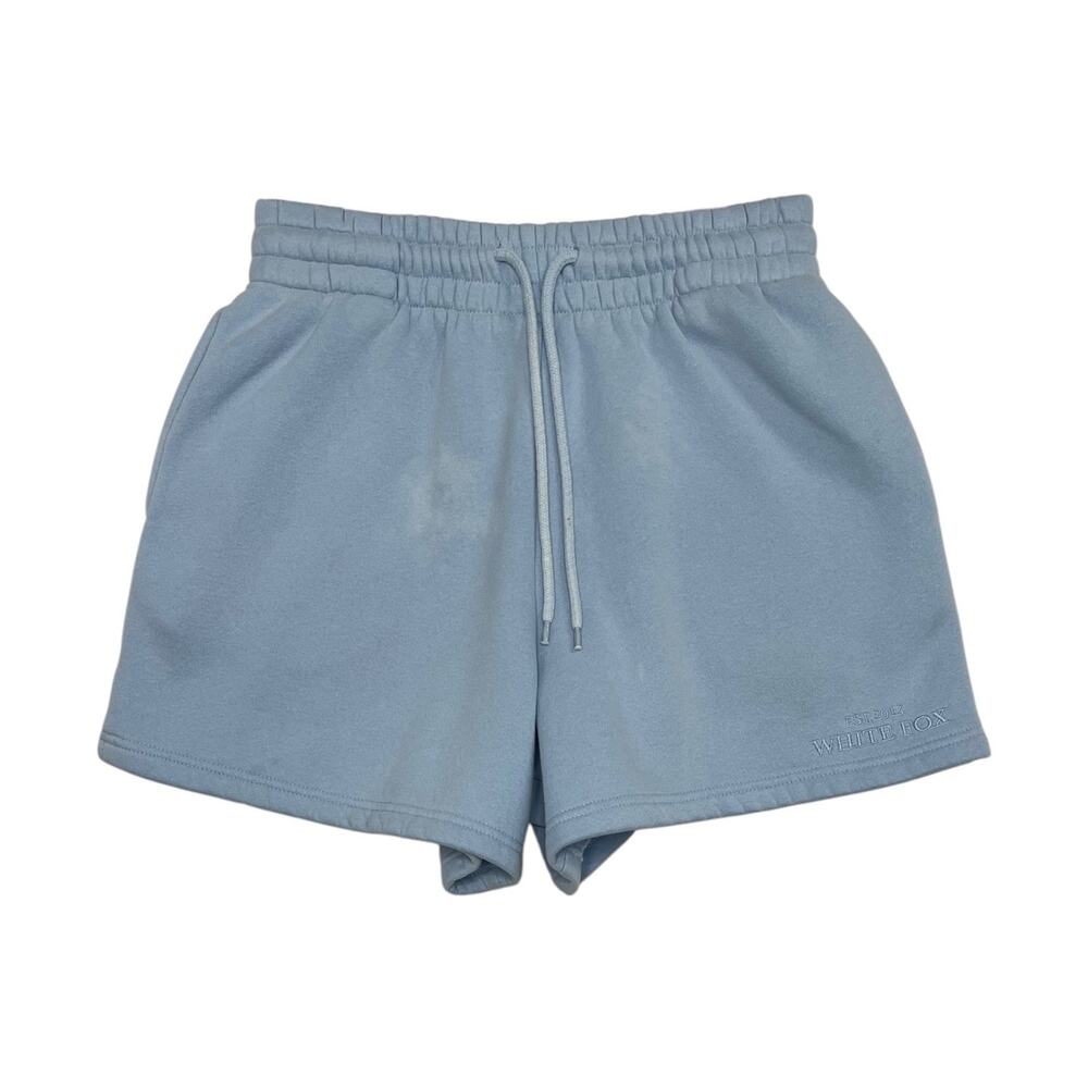 White Fox Sweat Shorts Womens Small Blue Fleece Lounge Casual Athleisure Classic